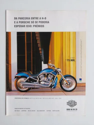 Harley Davidson V-Rod, Street Rod, 883 ou Indian - Propaganda original de revista