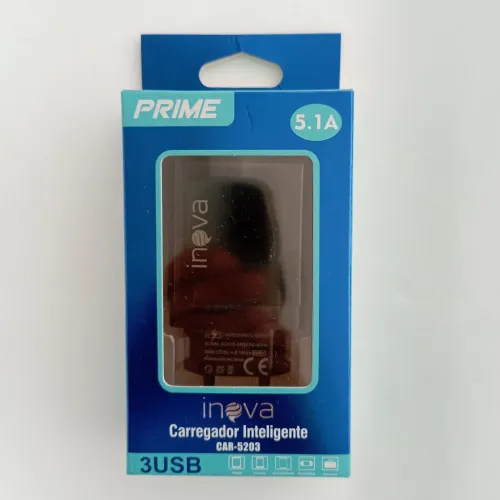 Carregador celular USB 3 portas 5.1A Inova
