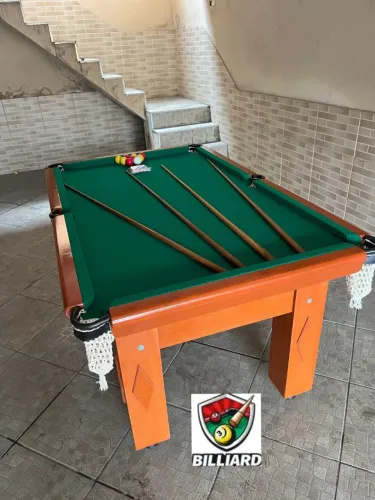 Sinuca Tipo Bilhar Tradicional Verniz Forração Verde