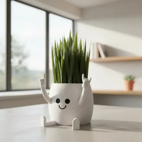 Vaso Divertido Decorativo Com Braços Em Impressão 3d