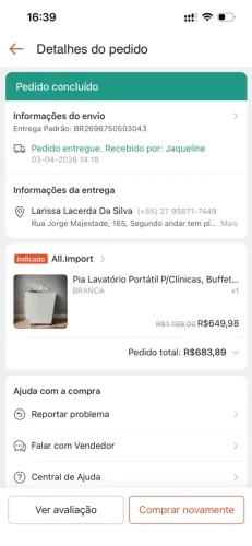Pia lavatório portátil
