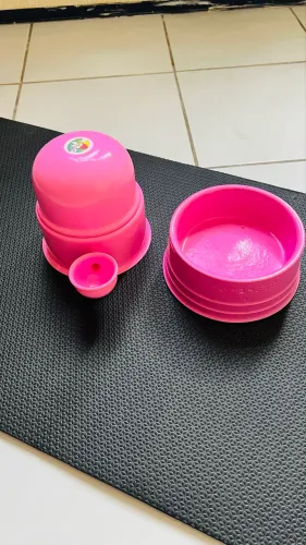Kit bebedouro + Comedouro para Pets Cor de Rosa