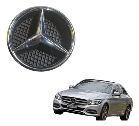 Emblema Grade Frontal Mercedes C200 C180 2016 2017 2018 19 Prateado