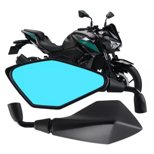 Retrovisor Z400 Lente Azul Rebaixado Haste Curta Convexa 90° Rosca Honda