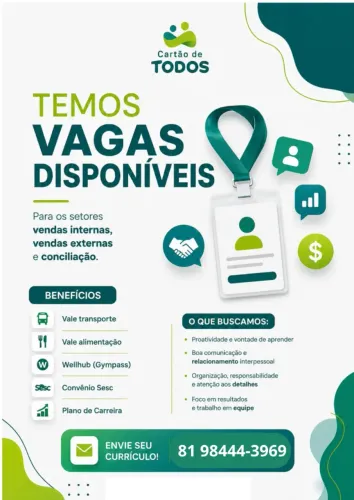 VAGAS CARTÃO DE TODOS RECIFE AFOGADOS