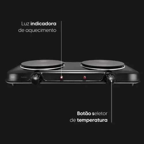 Fogão Elétrico Portátil Cooktop Elgin Double Cook 2 Bocas - 110V | Novo