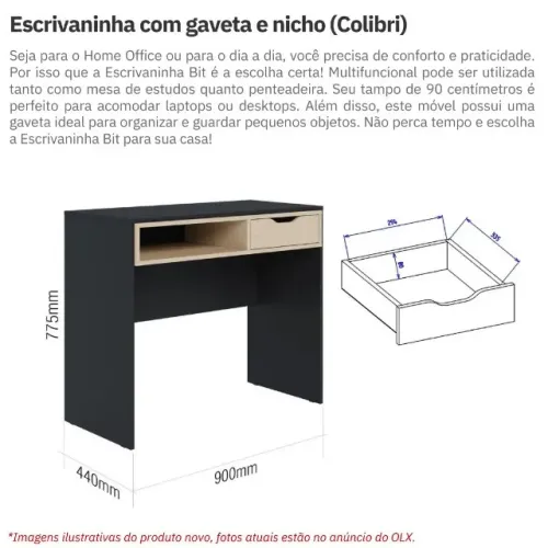 Escrivaninha com gaveta e nicho (Colibri)