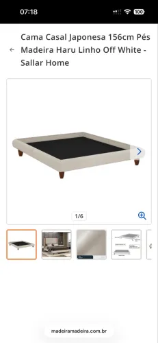Cama de casal japonesa linho e madeira