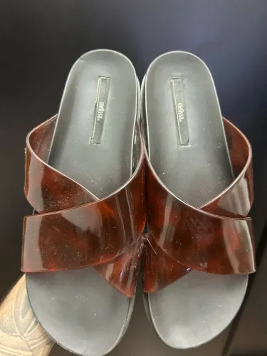 Chinelo Slide Melissa Feminino Tiras Cruzadas Marrom