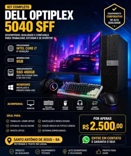 ? Kit Completo Dell OptiPlex 5040 SFF | Intel Core i7 | SSD 480GB | Monitor + Kit Gamer
