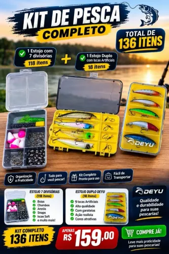 KIT DE PESCA - 136 ITENS
