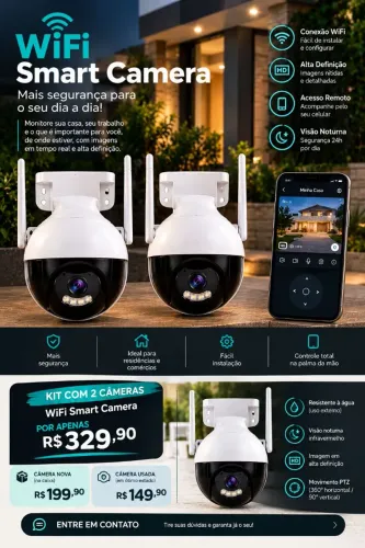 Kit 2 Câmeras WiFi Smart Camera PTZ - iCSee | Nova + Usada