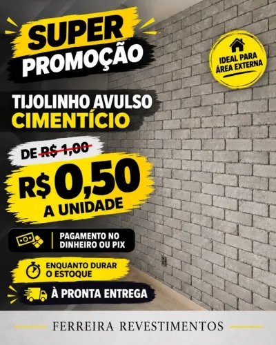 Tijolinho avulso cimenticia a pronta entrega