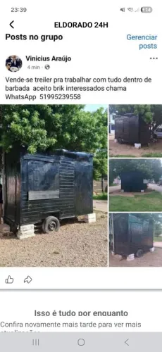 Vende-se treiler pra trabalhar ponto fixo so interessados chama no zap *
