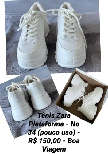 Tênis Plataforma ZARA - No 34 - R$ 170,00