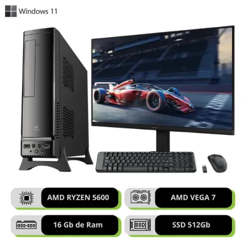 (LOJA FÍSICA) Pc Worksation Completo Slim Ryzen 5 5600Gt 16gb ddr4 Wifi  