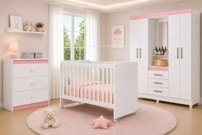 Conjunto de quarto infantil , Berço, Cômoda e Guarda Roupa
