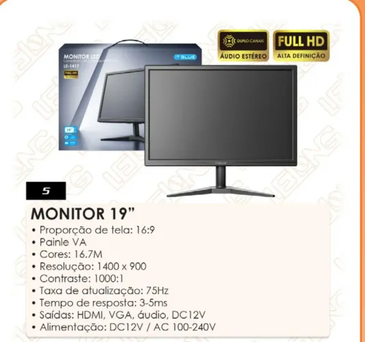 Monitor 19 polegadas Full HD com saída de áudio novo lacrado 