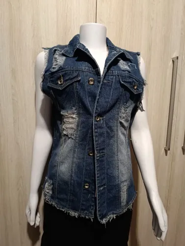 Jaqueta/colete jeans cowgirl
