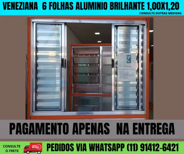 Veneziana aluminio Brilhante 1,00 X 1,200 - pagamento na entrega