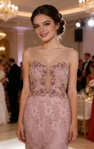 Vestido curto rosé bordado - elegante e sofisticado para festa