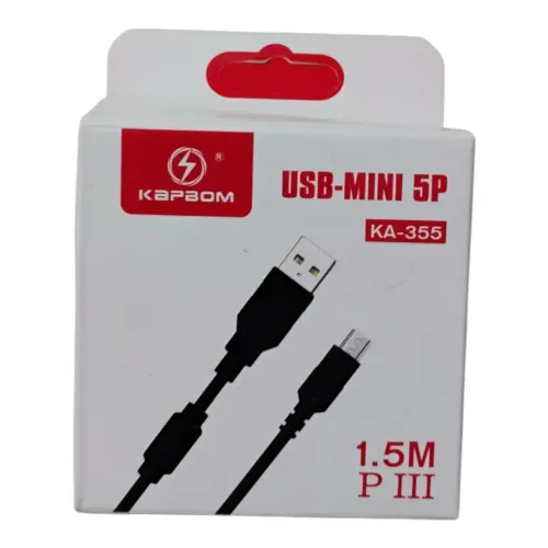 Cabo Mini USB V3 Kapbom 1.5m - Ideal para Controle de PS3 e Dados