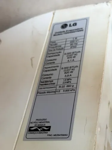 Ar condicionado LG 9000btus