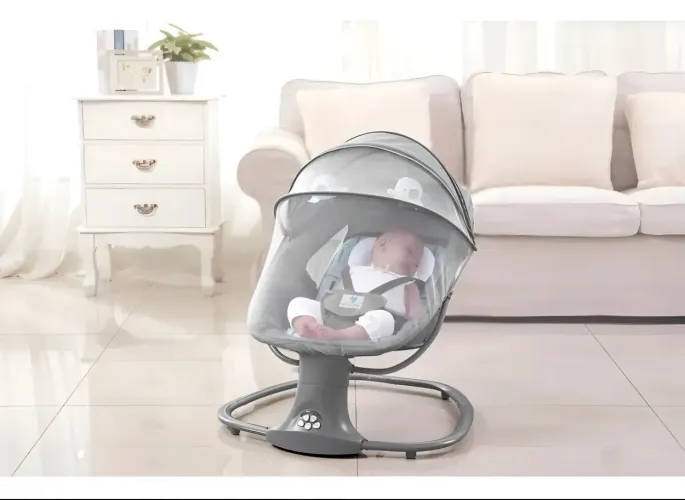 Cadeira de balanço para bebé mastela techno premium elétrica cinza