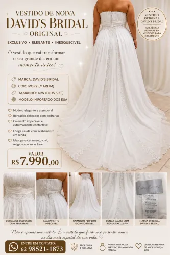 Vestido de Noiva David?s Bridal Original Importado EUA - Plus Size 16W