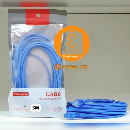 Cabo de Rede Internet RJ45 / Ethernet 5 Metros (Computador, Notebook, TV, Gamer, PC)