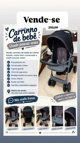 Carrinho de bebê usado poucas vezes