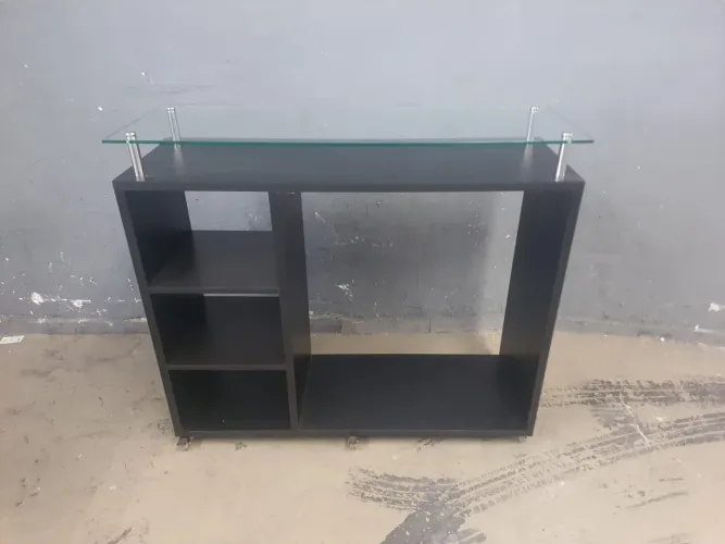 Balcão expositor luxo mdf preto com vidro 1,20 X 40