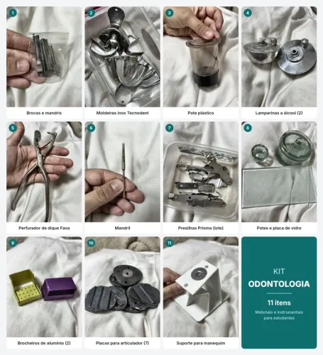 Kit Odontologia: instrumentais e materiais para estudante (vendo kit)