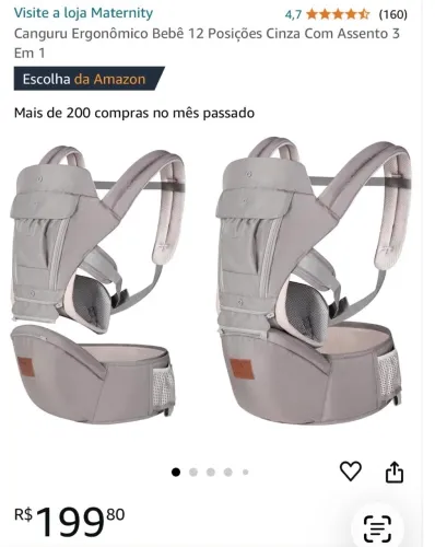 Vendo canguru ergonômico de 12 posições com assento 3 em 1