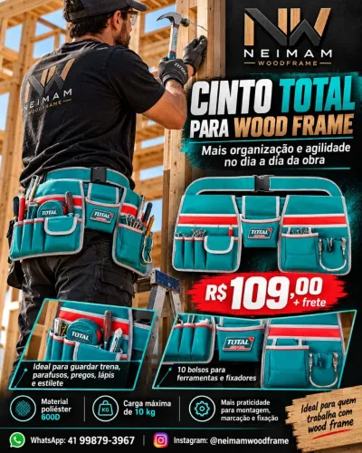 Cinto carpinteiro Woodframe - Novo