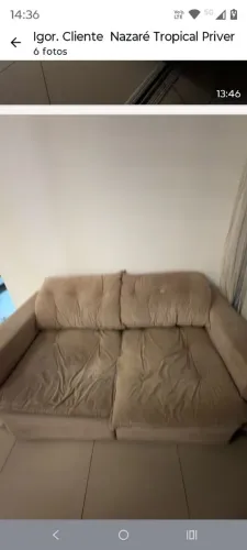 Sofá. Usado. 2 lugares. VL 250 reais.