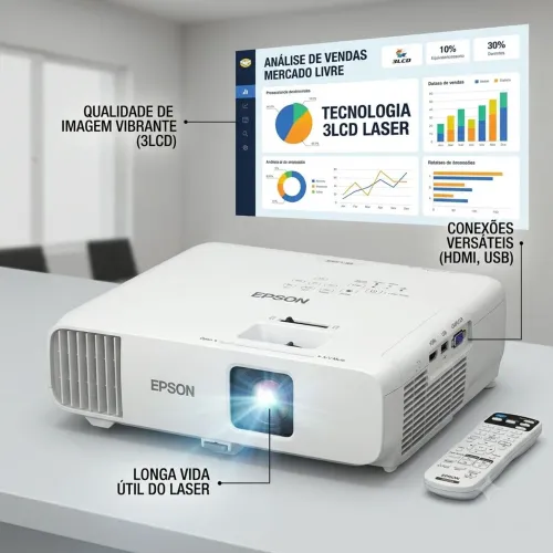 Epson PowerLite EB-L260 Projetor C/ tecnologia Laser de Reprodução mais qualidade na Tela