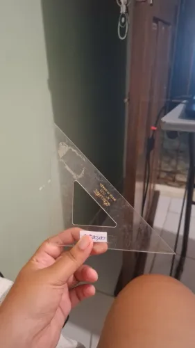 Esquadro Isósceles 45° de 21 cm sem Escalas, Trident, 2521, Acrílico Cristal