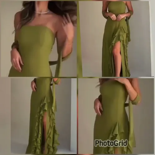 Vestido de festa verde oliva