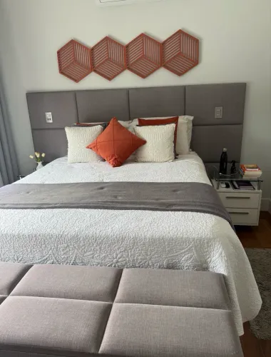 Cabeceira Painel Queen/King em Linho Cinza com LED