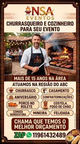 Churrasqueiro e cozinheiro para seu evento