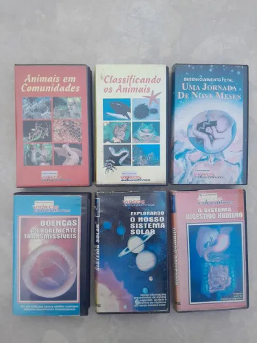 Lote com 6 fitas VHS Vídeos Educativos Originais 
