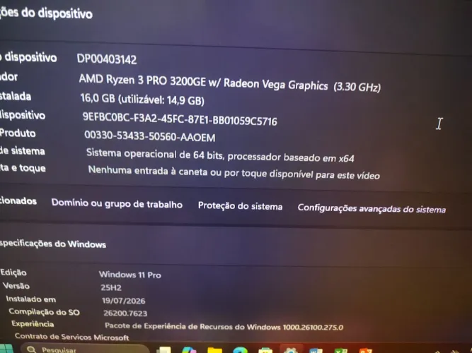 CPU positivo AMD Ryzen 3 pro 3200ge + 16 memória ddr 4;+vme 256 fala com Ivan *11
