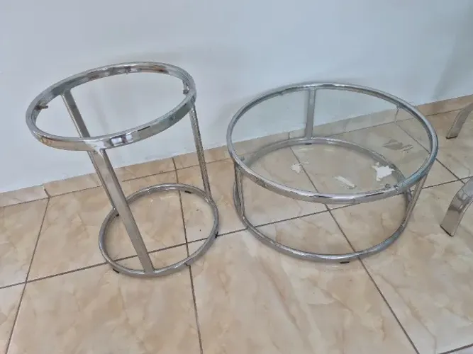 mesa inox e vidro