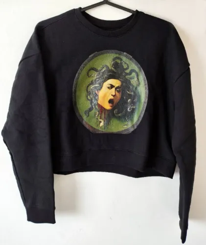 Moletom cropped Medusa de Caravaggio (estampa grande, leia descrição)