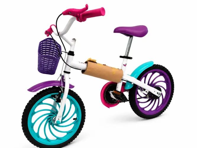 Bicicleta Caloi Ceci Aro 16 Branca com cesta sem rodinha