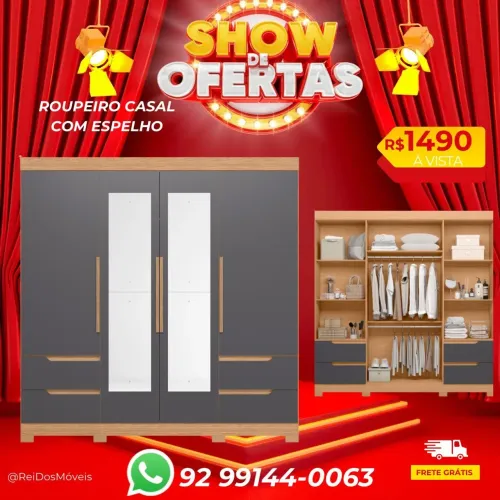 Guarda roupa casal com espelho a pronta entrega