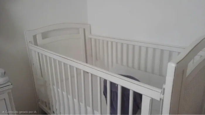 Berço per bambini patina branca com rattan