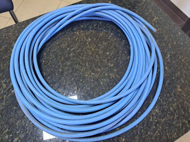 Cabo flexível 35 mm 1kv azul, fio elétrico,  rolo com 25 metros, novo, sem uso