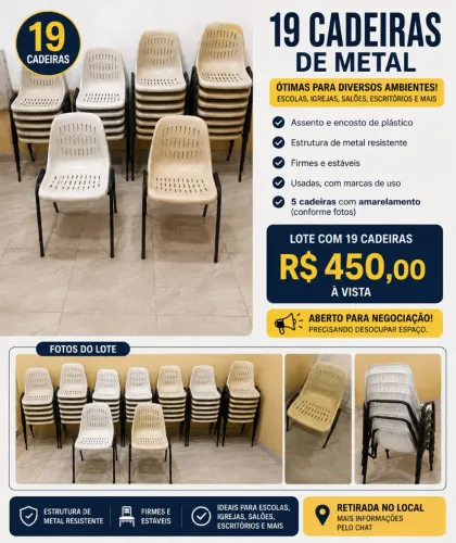 19 cadeiras de metal